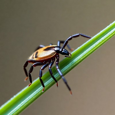 Tick on green grass blade