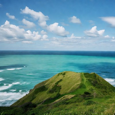Green Cliff Overlooking Turquoise Ocean