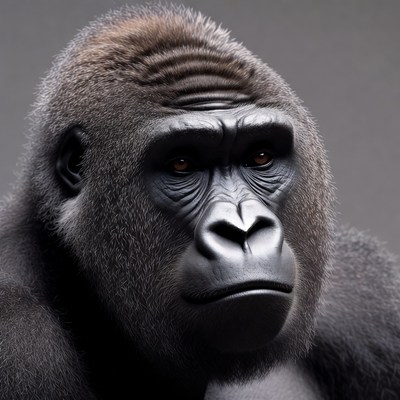 Close-up of silverback gorilla face