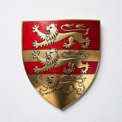 Three Golden Lions Heraldic Shield