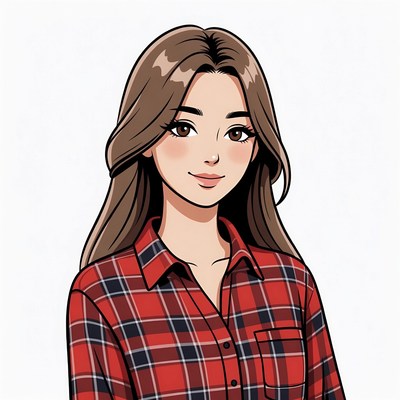 Anime girl in plaid shirt