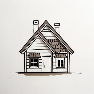 Cartoon White House with Chimneys