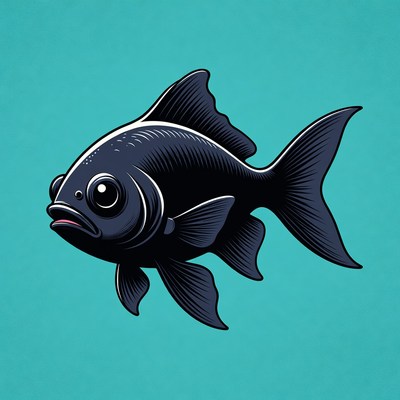 Black goldfish illustration