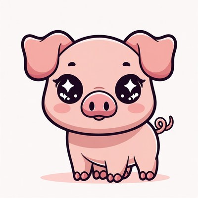 Cute pink pig illustration