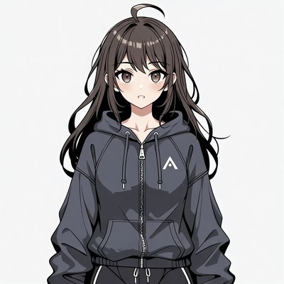Anime girl in hoodie