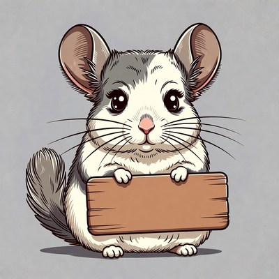 Cute chinchilla holding blank sign