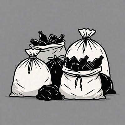 Full Trash Bags with Bottles