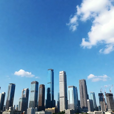 Modern skyscrapers under blue sky
