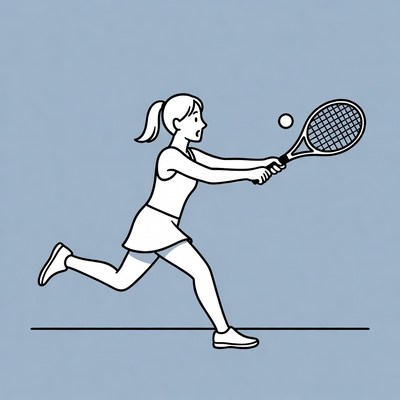 Woman hitting tennis ball