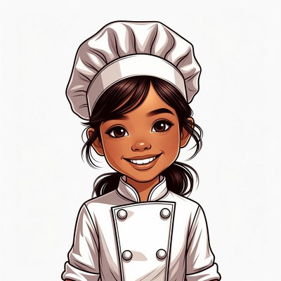 Smiling Asian girl in chef uniform