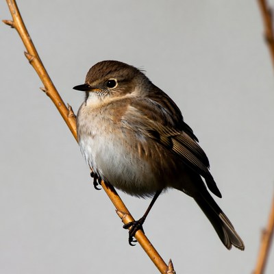 Brown bird perched on thorny branch