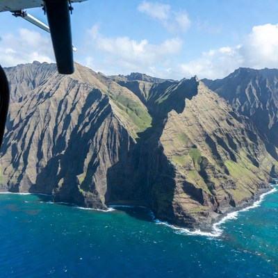 Helicopter view of Na Pali Coast