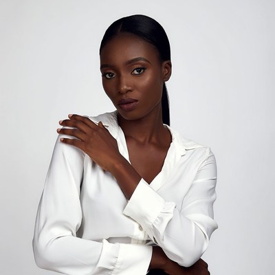 African-American woman in white blouse