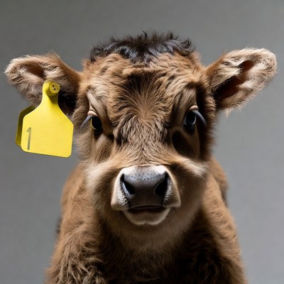 Calf with yellow ear tag