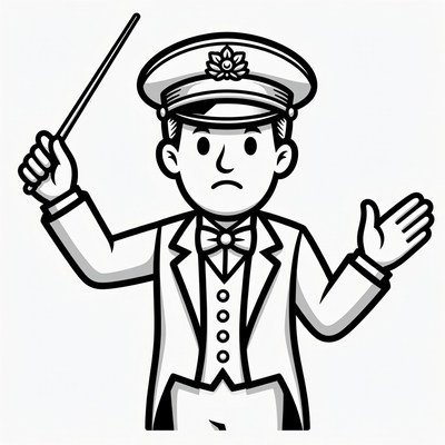 Cartoon conductor holding baton