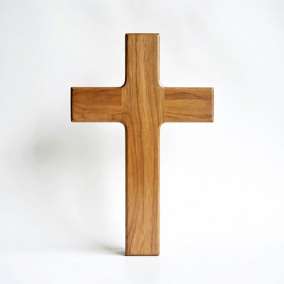 Wooden Cross on White Background
