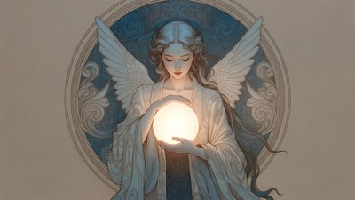 Angel holding glowing orb