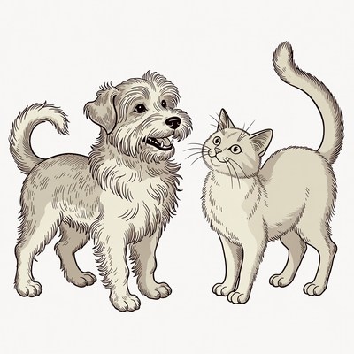 Dog and Cat Illustration