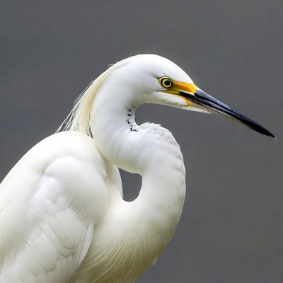 White egret with yellow beak