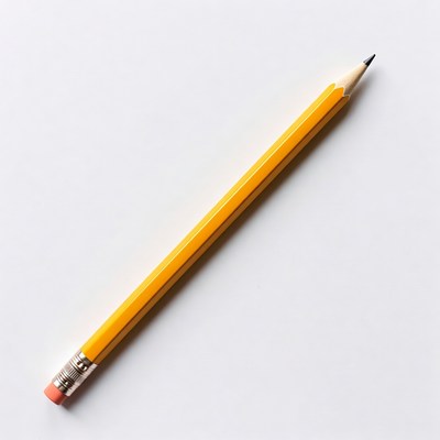 Yellow pencil on white background