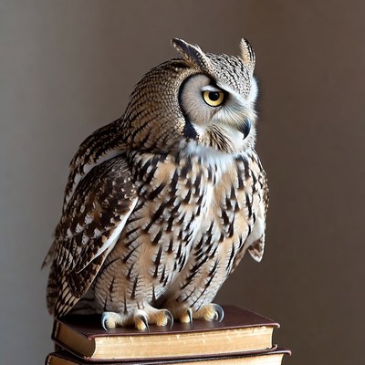 Great Horned Owl on Books
