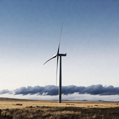 Wind Turbine in Grassy Field