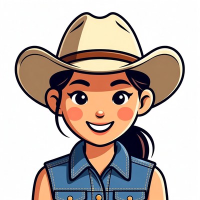 Asian girl in cowboy hat