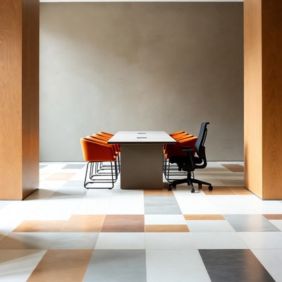 Empty Conference Room with Orange Chairs
