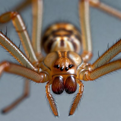 Close-up of orange huntsman spider