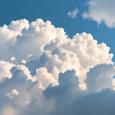 Fluffy White Clouds in Blue Sky