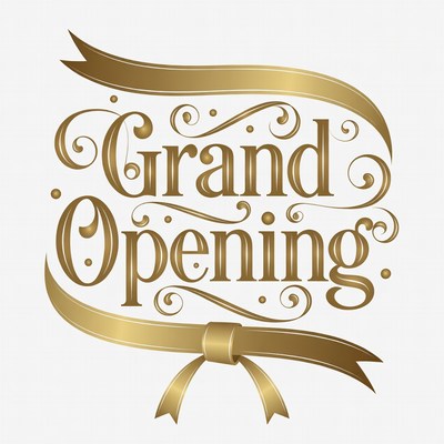 Grand Opening Gold Ribbon Banner