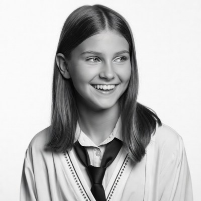 Smiling girl in school uniform