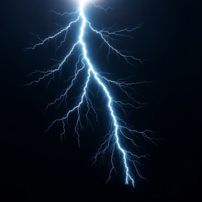 Bright Lightning Bolt on Black Background