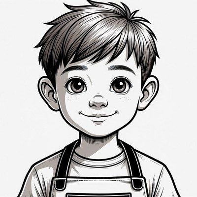 Boy wearing apron illustration