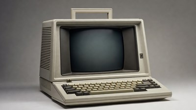 Vintage beige computer with monitor