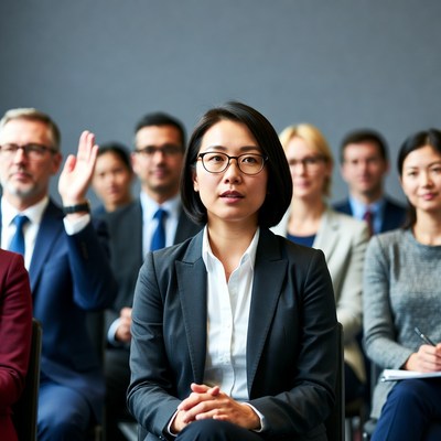Asian woman in business meeting