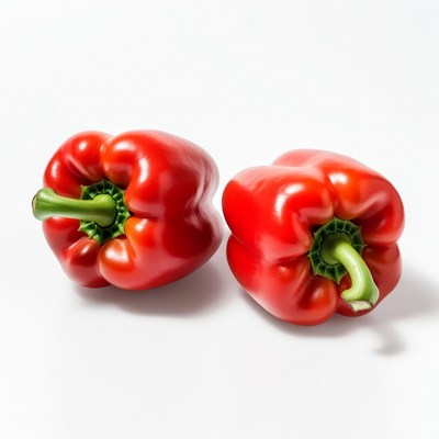 Two Fresh Red Bell Peppers
