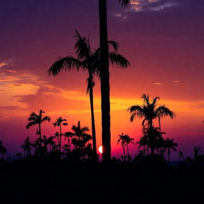 Palm Trees Silhouette at Sunset