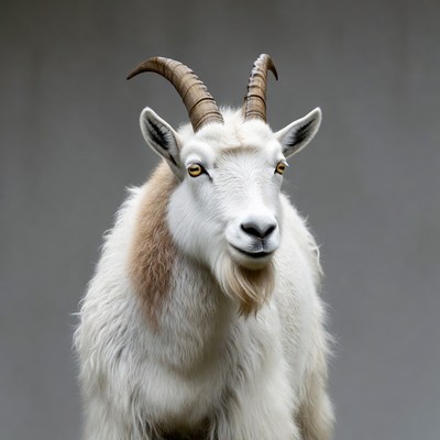 White goat with horns