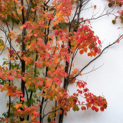 Autumn Maple Leaves on White Wall