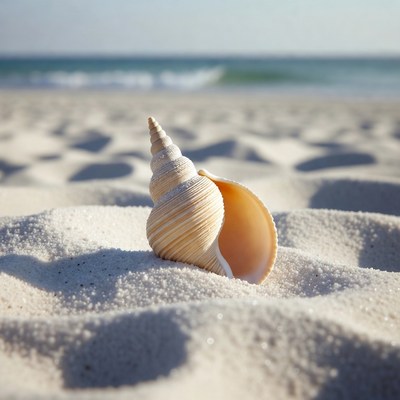 Seashell on sandy beach
