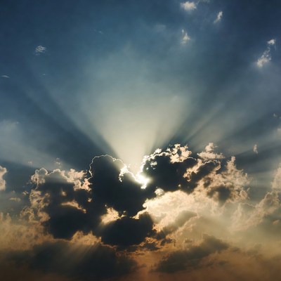 Sun Rays Bursting Through Clouds