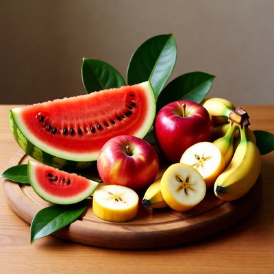 Watermelon, Apple, Banana Slices