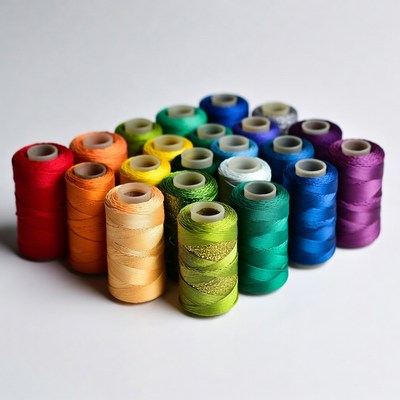 Colorful embroidery thread spools