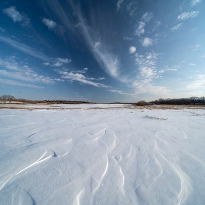 Snowy Field Under Blue Sky