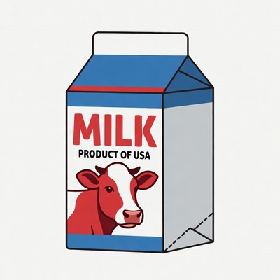 Milk Carton with Cow Illustration