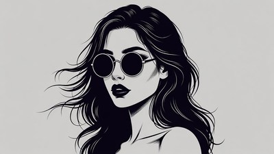 Woman with sunglasses illustration