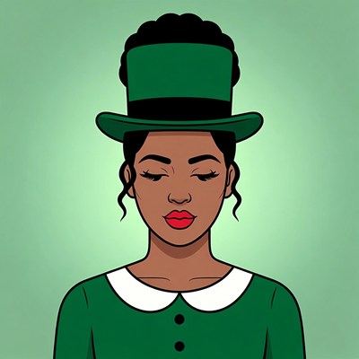 African-American woman in green top hat