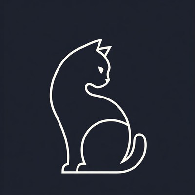 White line art cat silhouette