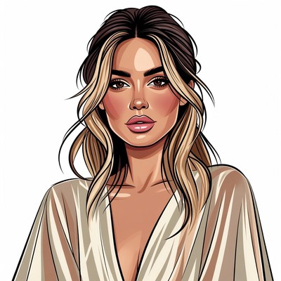 Beautiful woman in sheer dress illustration